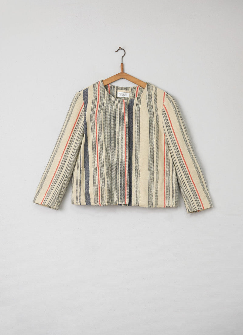 Reworn Stripe Hemp Jacket Size 8 (011) | Multi