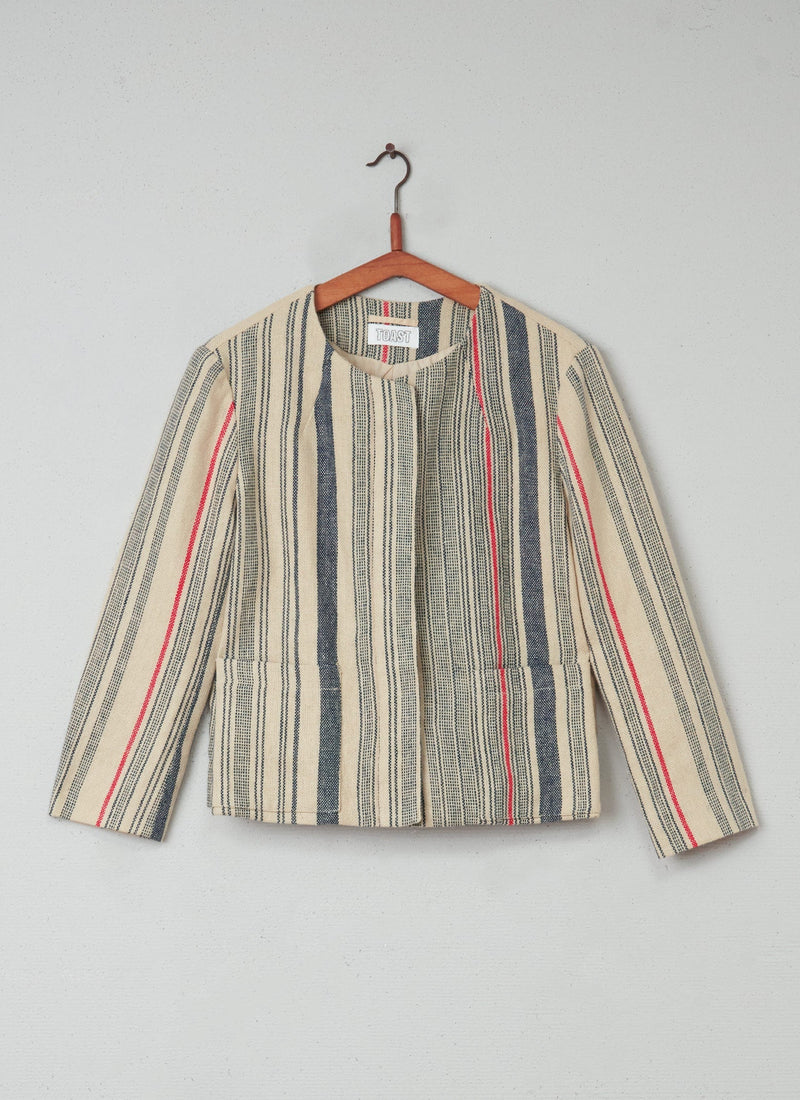 Reworn Stripe Jacket Size 10 (007) | Multi