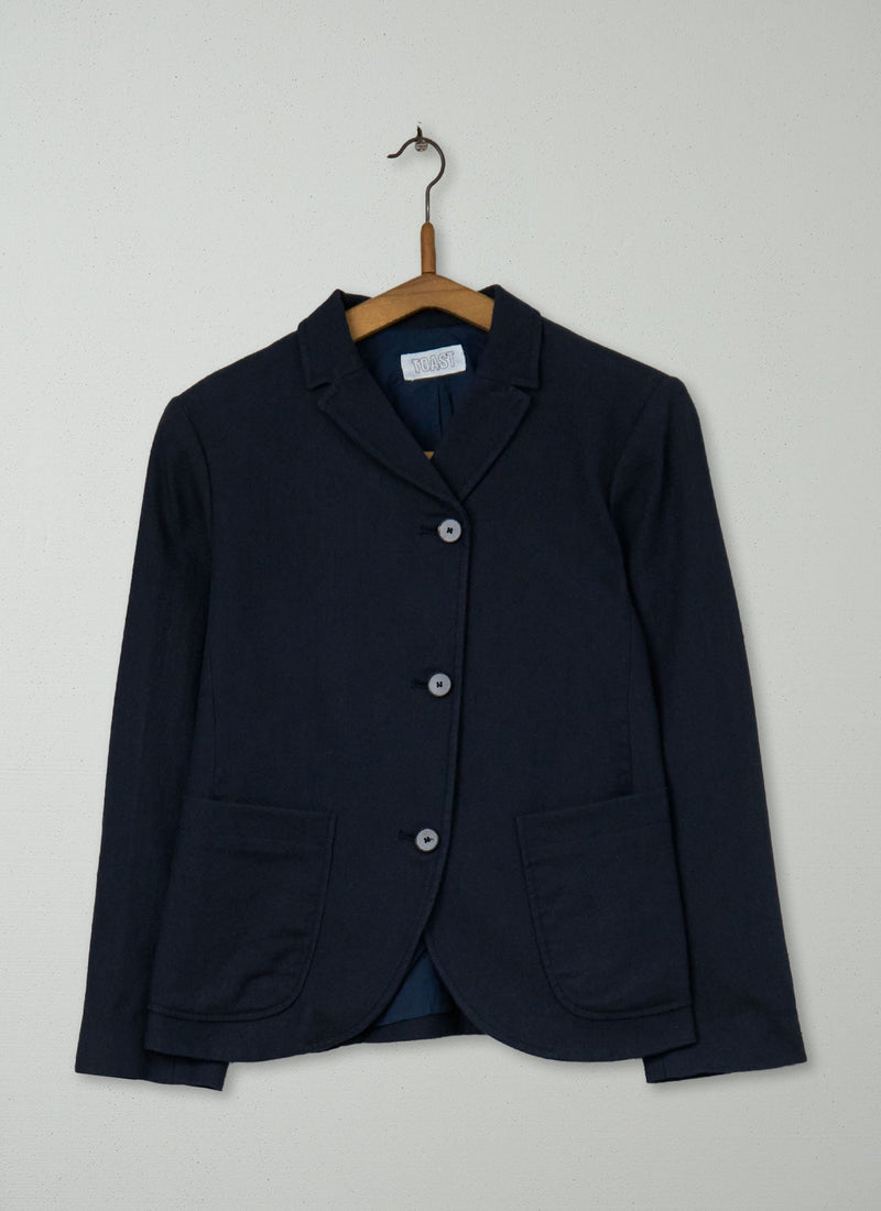 Reworn Wool Cotton Jacket Size 10 (169) | Dark Navy