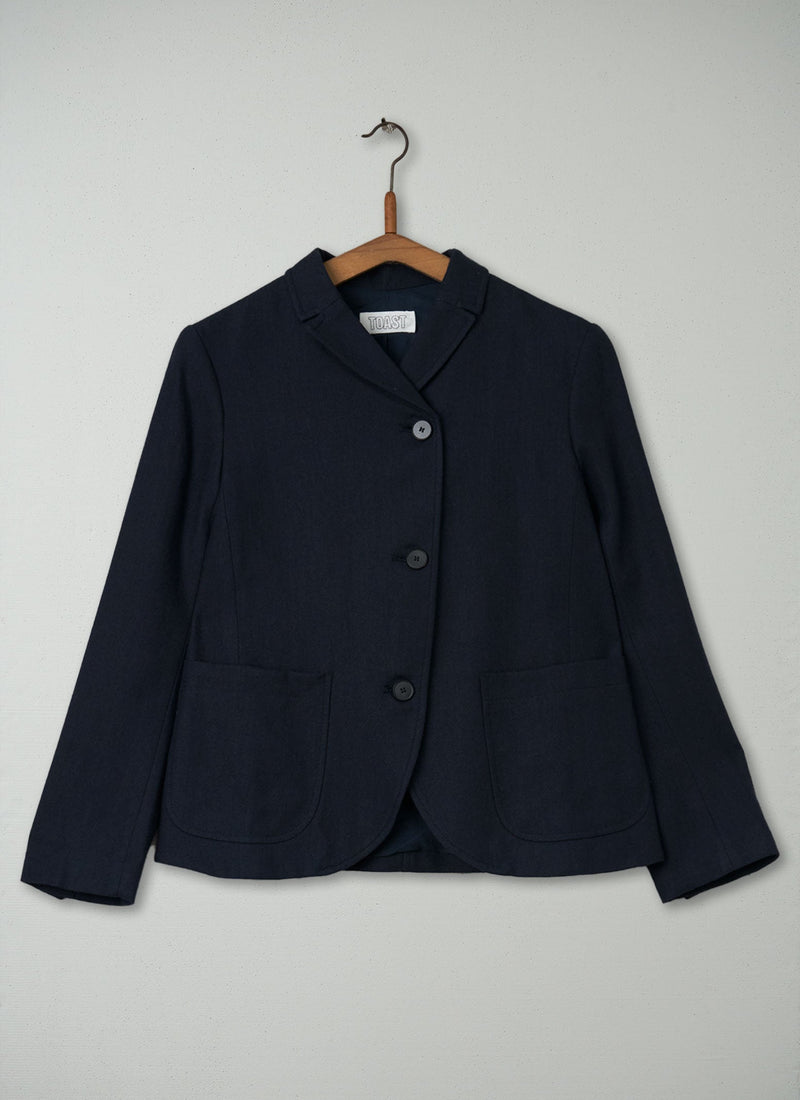 Reworn Wool Cotton Jacket Size 8 (054) | Navy