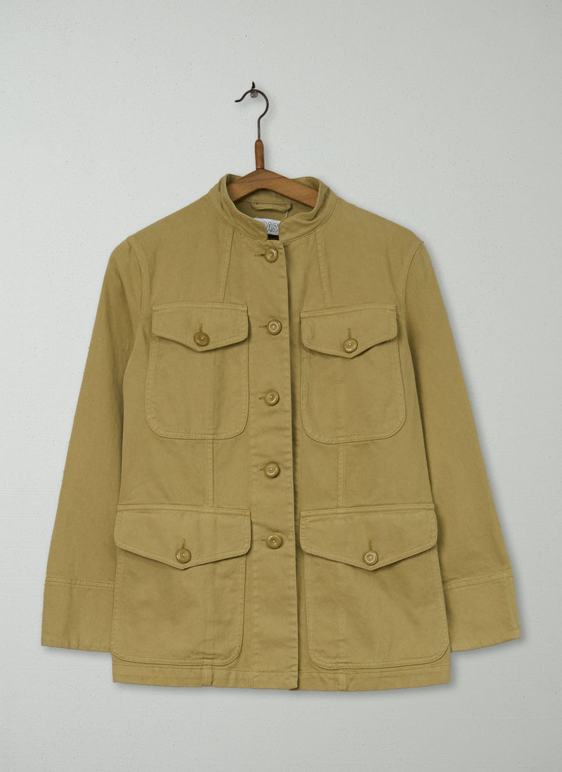 Reworn Cotton Twill Military Jacket Size 8 (156) | Safari
