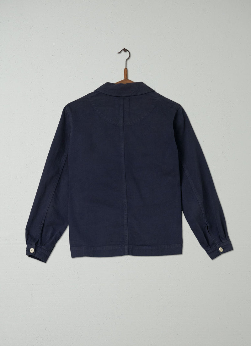 Reworn Cotton Twill Jacket Size 6 (029) | Blue