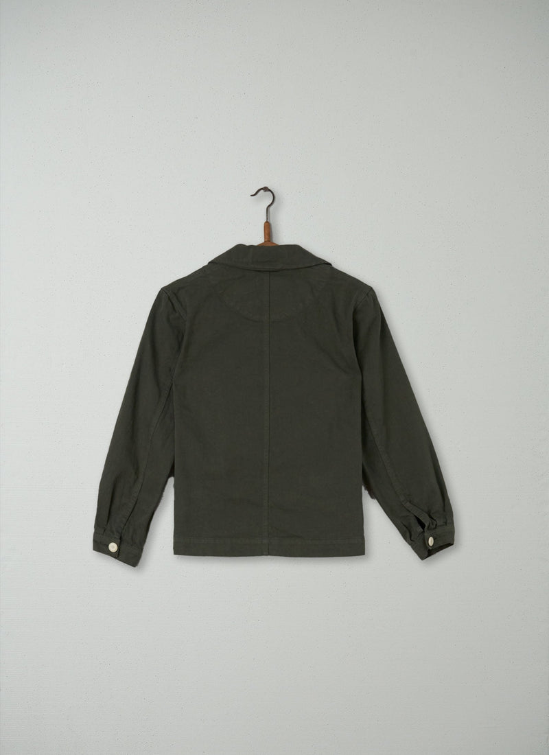 Reworn Cotton Twill Jacket Size 6 (022) | Dark Olive