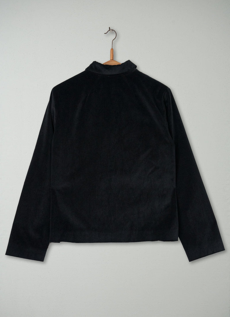 Reworn Cotton Velvet Jacket Size 10 (052) | Black