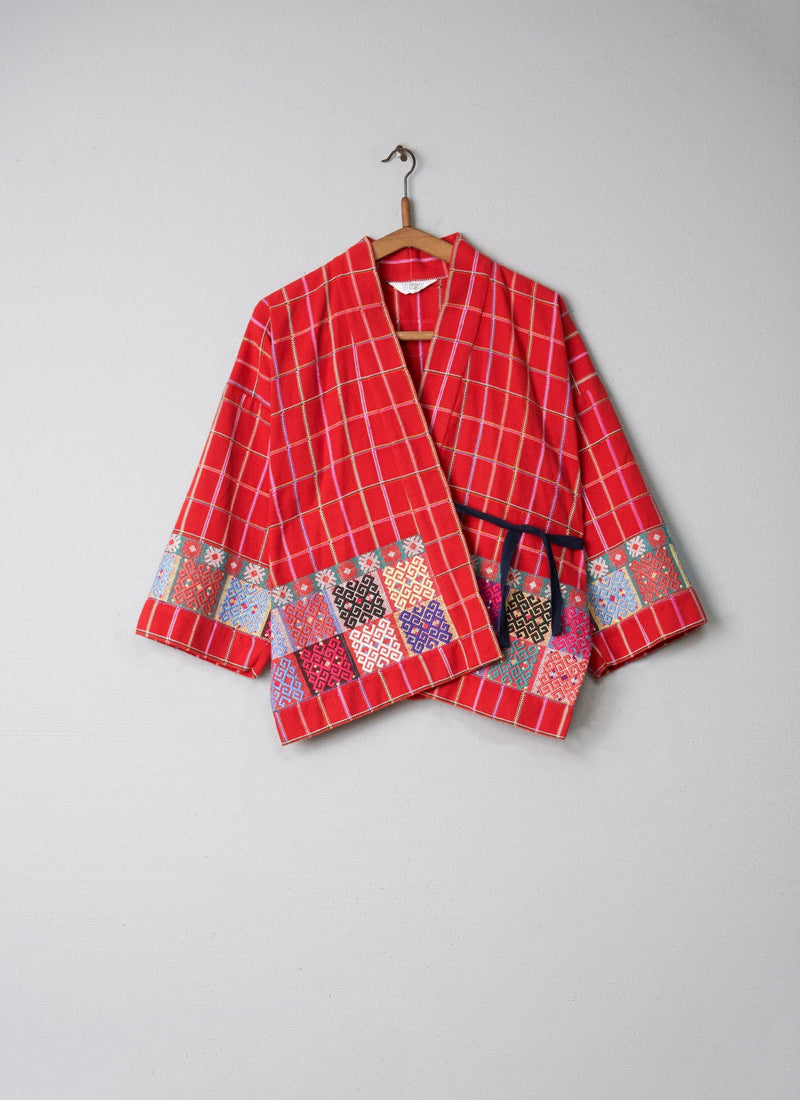 Reworn Embroidered Wrap Jacket Size S (001) | Multi