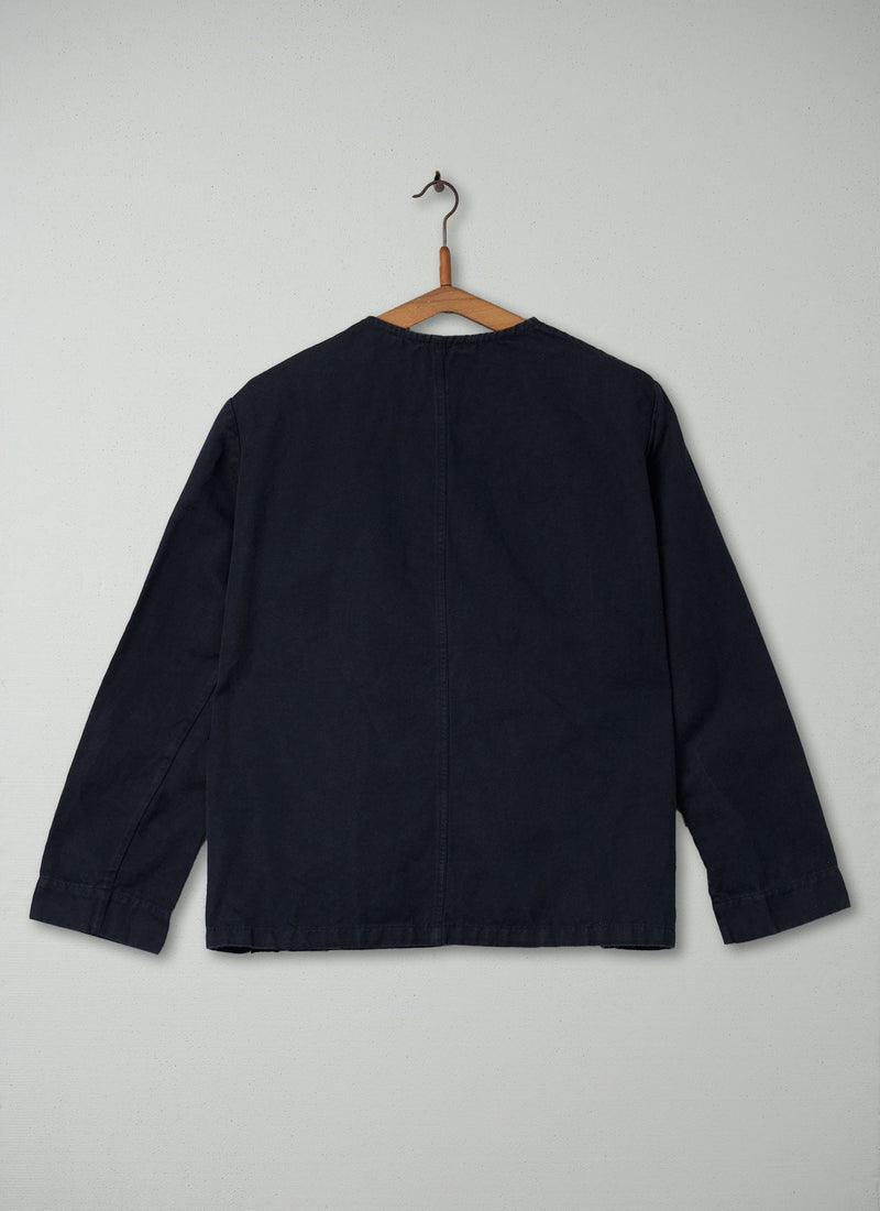 Reworn Cotton Linen Wrap Jacket Size 10 (036) | Navy