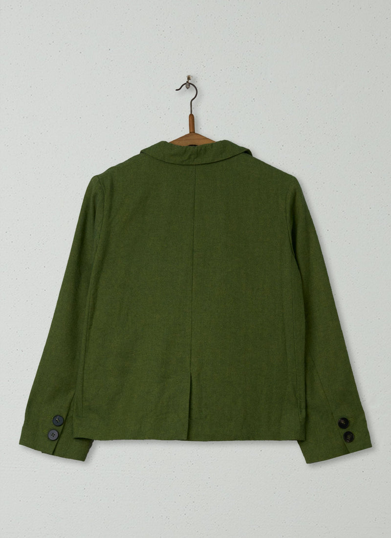 Reworn Wool Linen Jacket Size 12 (161) | Green