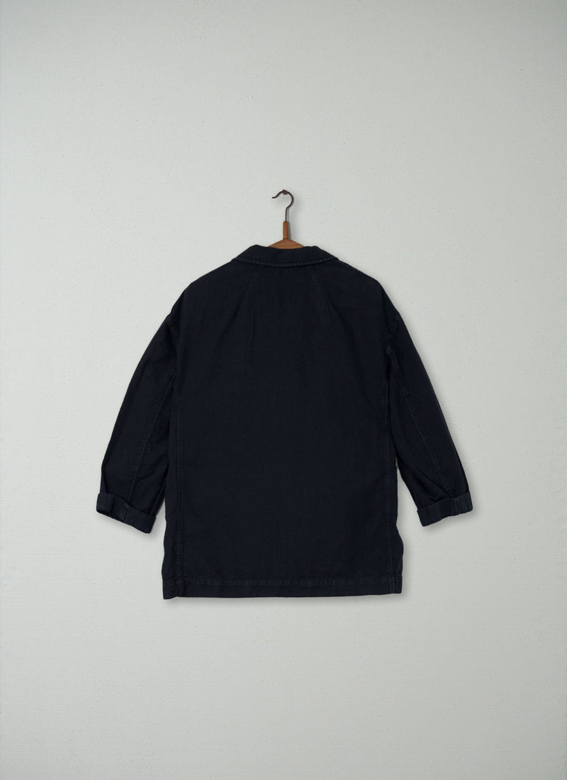 Reworn Cotton Linen Jacket Size 14 (025) | Slate