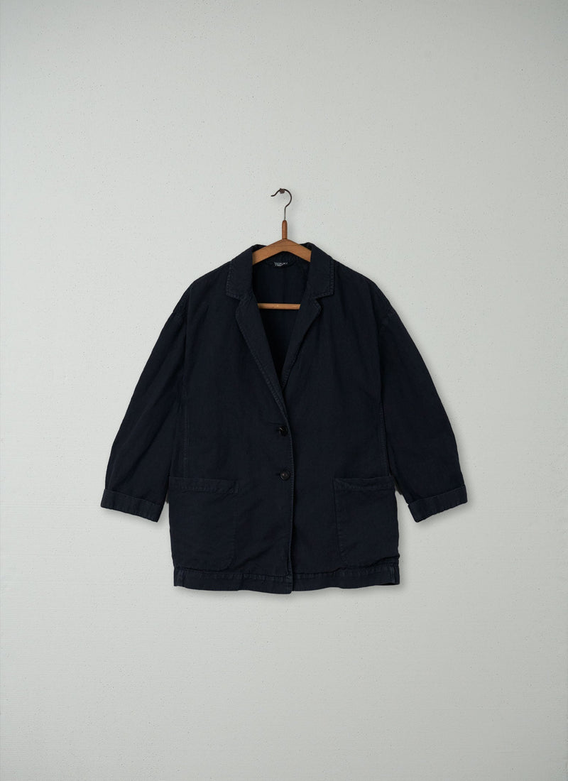 Reworn Cotton Linen Jacket Size 14 (025) | Slate