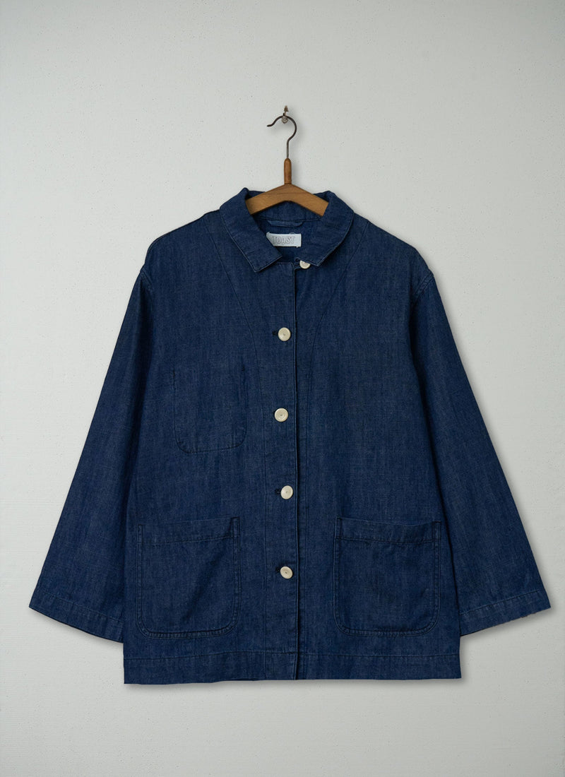Reworn Hemp Cotton Jacket Size 8 (160) | Indigo