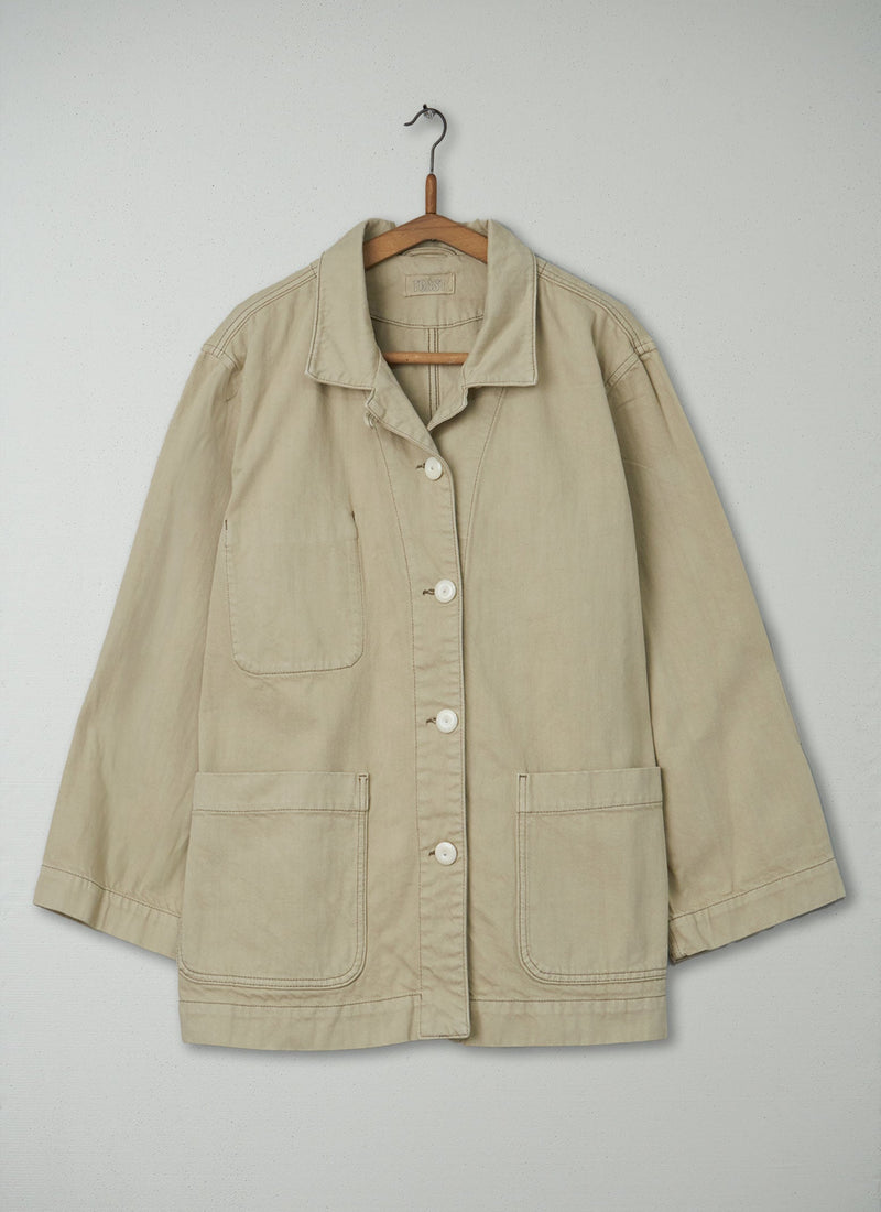 Reworn Cotton Denim Jacket Size 18 (051) | Biscuit