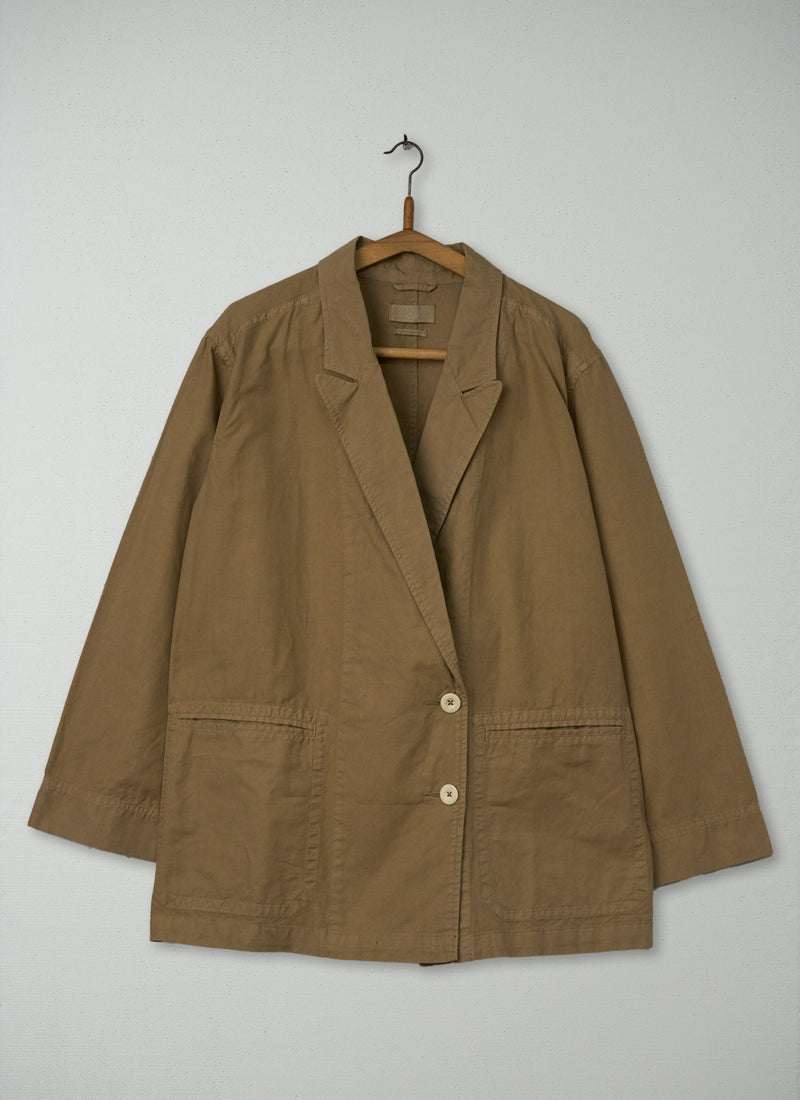 Reworn Cotton Linen Canvas Jackets Size 6 (209) | Taupe