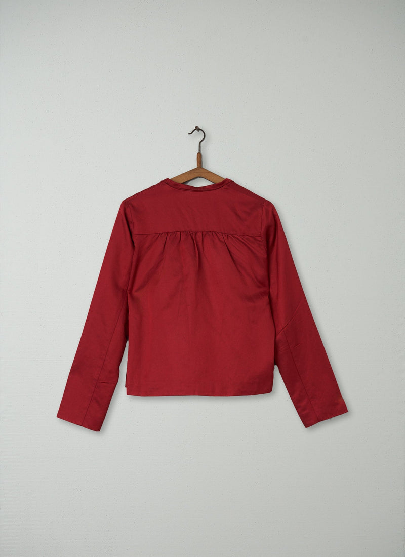 Reworn Satin Twill Jacket Size 10 (017) | Red