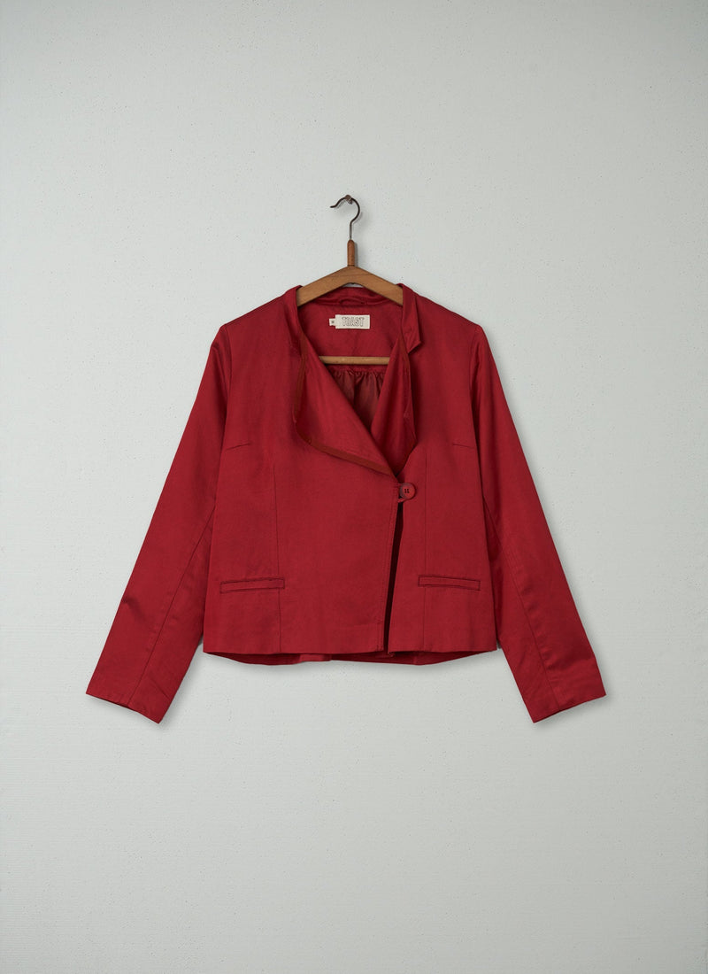 Reworn Satin Twill Jacket Size 10 (017) | Red