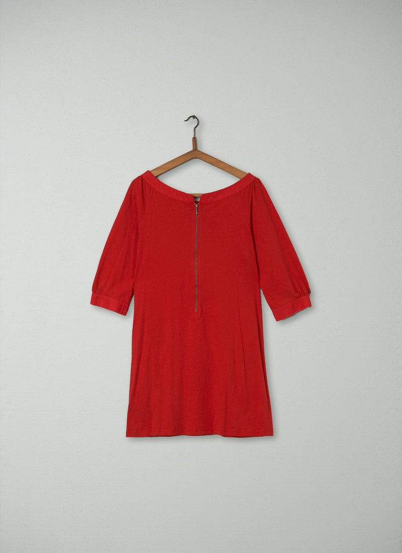 Reworn Cotton Linen Tunic Size 14 (231) | Red