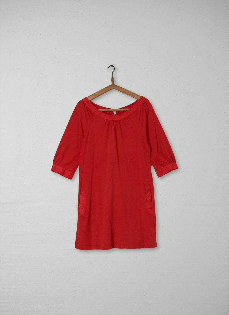 Reworn Cotton Linen Tunic Size 14 (231) | Red