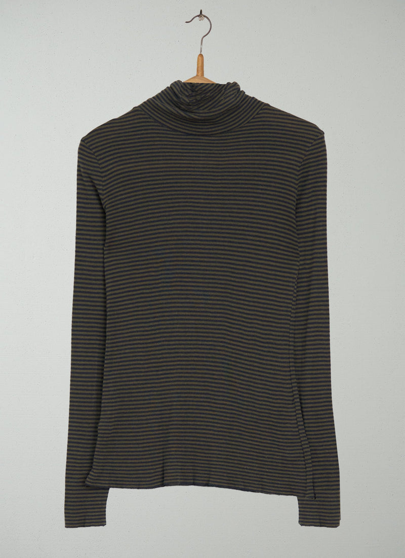Reworn Fine Wool Tencel Polo Neck Size S (078) | Multi