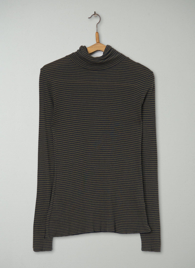 Reworn Fine Wool Tencel Polo Neck Size S (078) | Multi