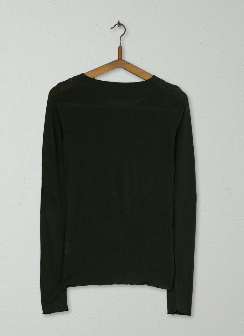 Reworn Superfine Scoop Neck Tee Size 10 (081) | Dark Olive
