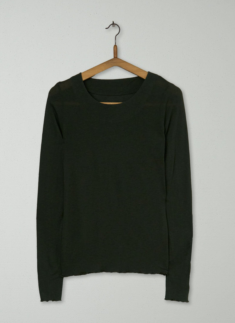 Reworn Superfine Scoop Neck Tee Size 10 (081) | Dark Olive
