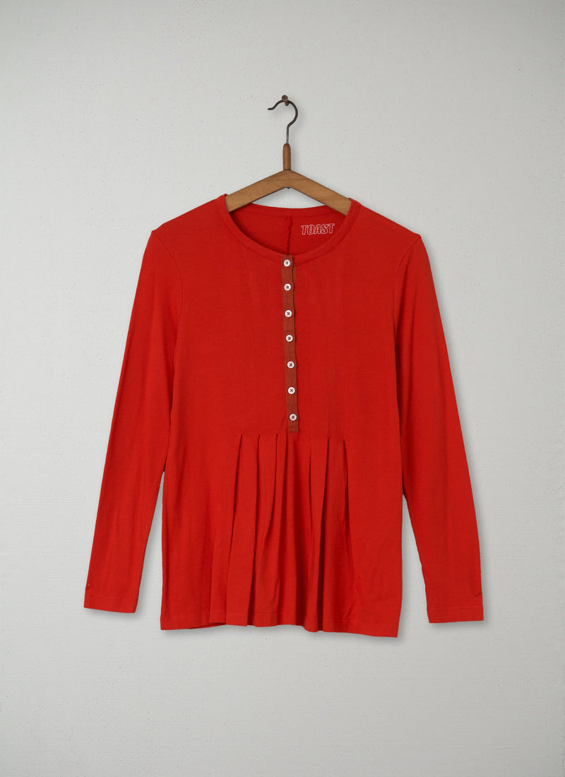 Reworn Pleat Front Top Size 8 (002) | Vermillion