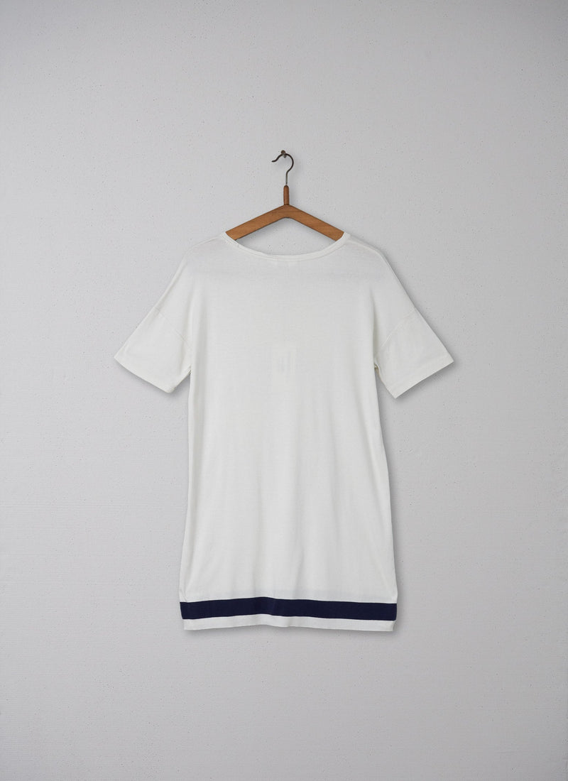 Reworn Sonja Tunic Size 8 (005) | Off White/Blue