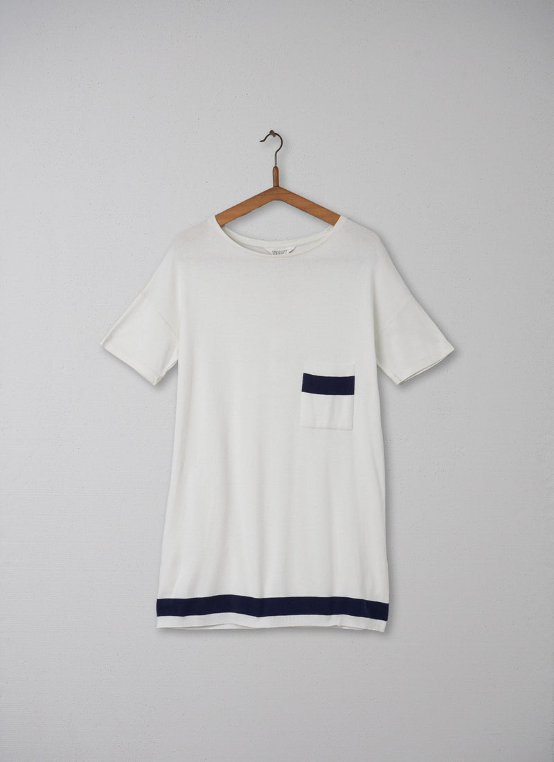 Reworn Sonja Tunic Size 8 (005) | Off White/Blue