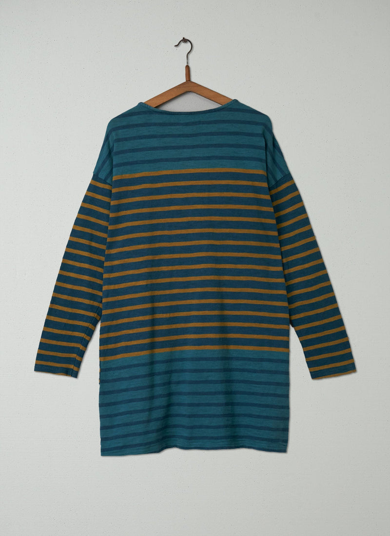 Reworn Stripe Long Sleeve Tunic Size L (019) | Multi