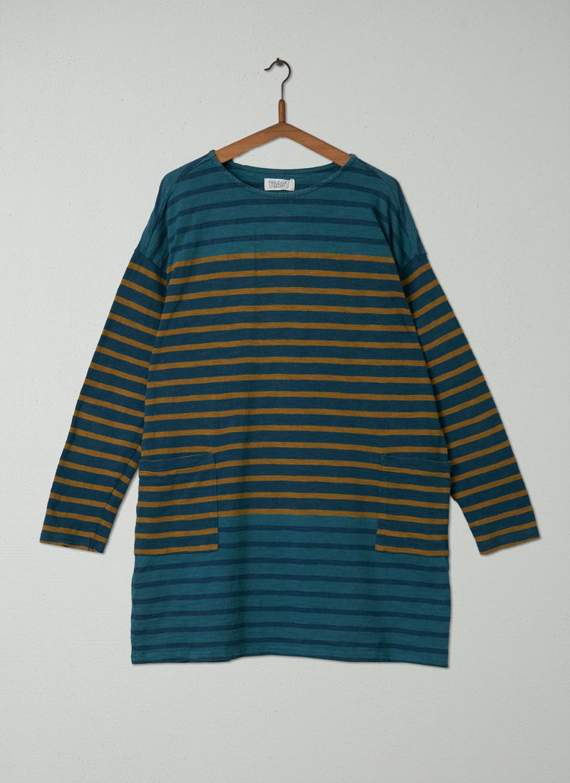 Reworn Stripe Long Sleeve Tunic Size L (019) | Multi