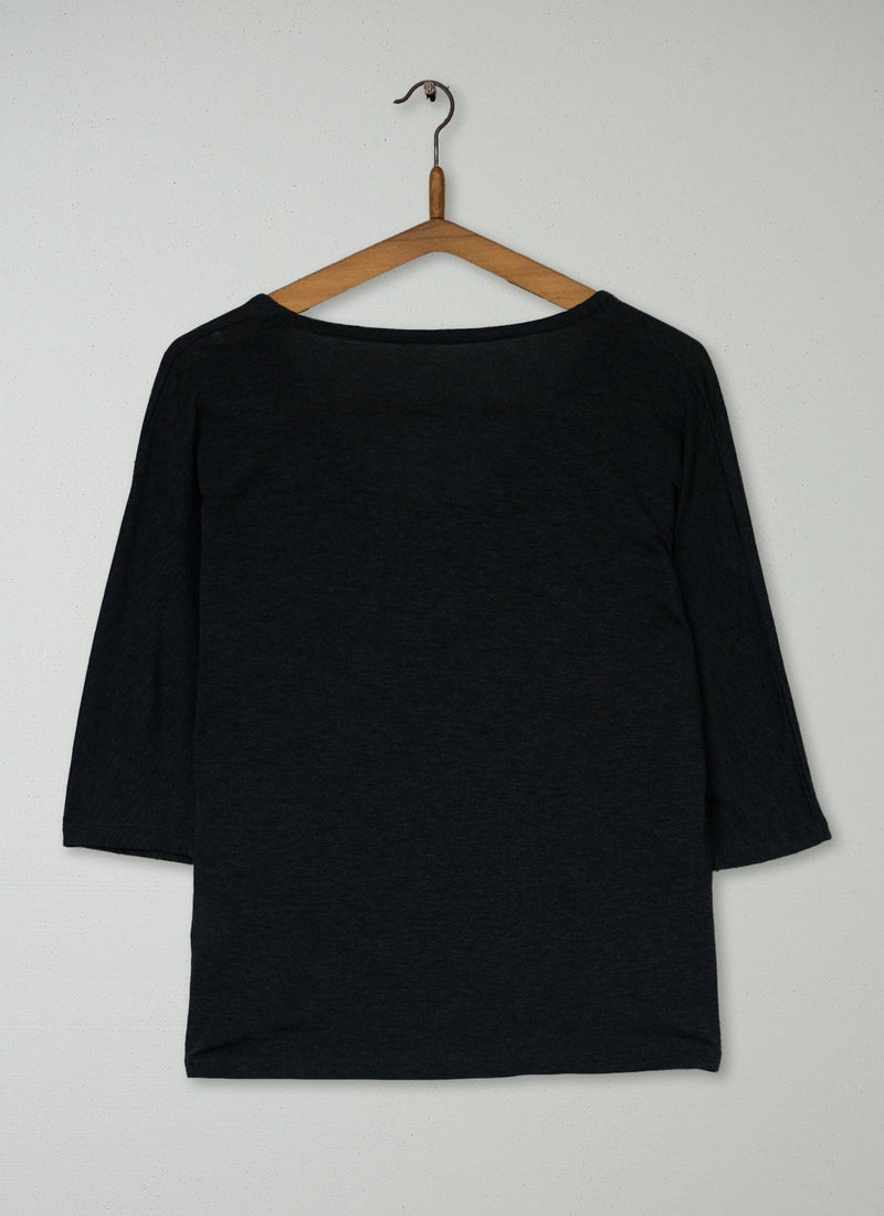 Reworn Superfine V Neck Top Size 8 (146) | Black