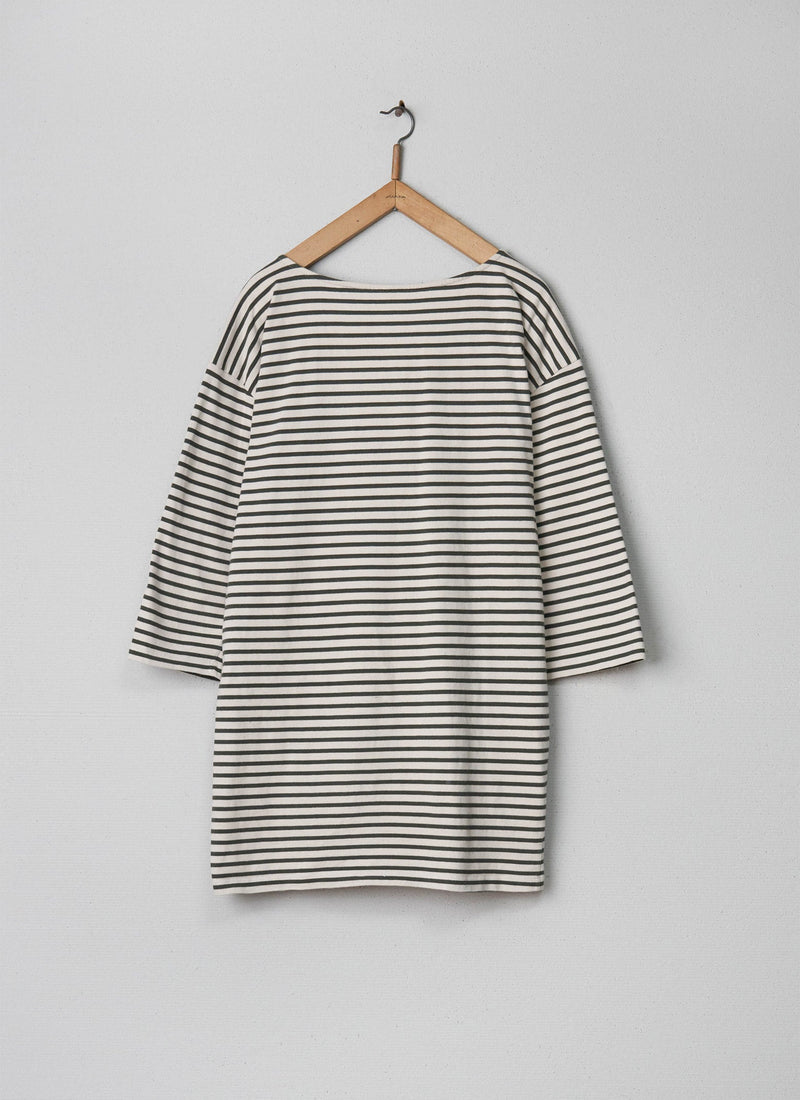 Reworn Breton Tunic Size 14 (007) | Dark Olive/Natural