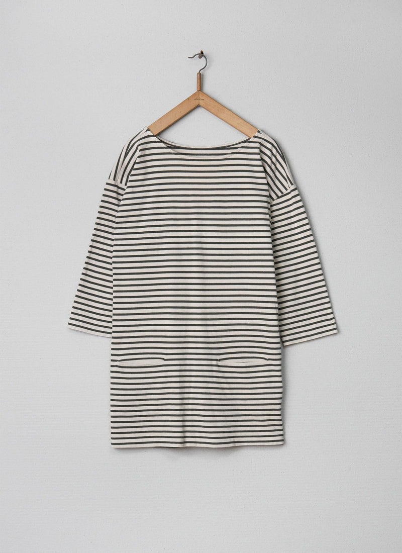 Reworn Breton Tunic Size 14 (007) | Dark Olive/Natural