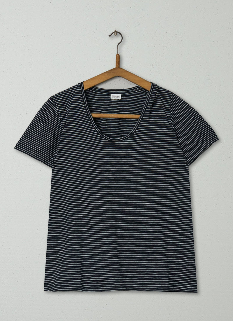 Reworn Stripe Scoop Neck Tee Size M (207) | Multi