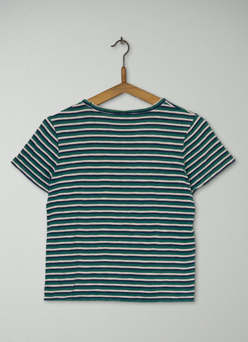 Reworn Stripe Slub Cotton Tee Size XS (092) | Multi
