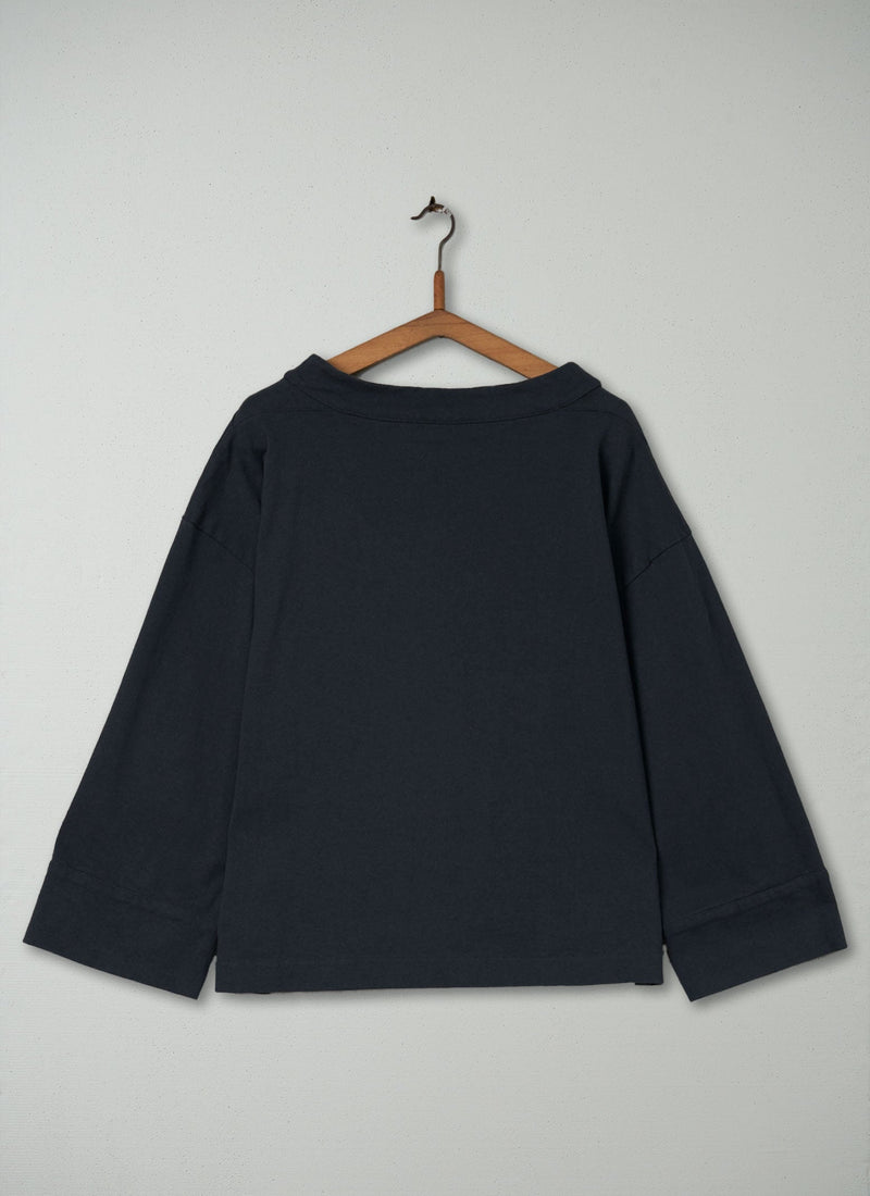 Reworn Cotton Jersey Cornish Smock Size L (028) | Blue Graphite