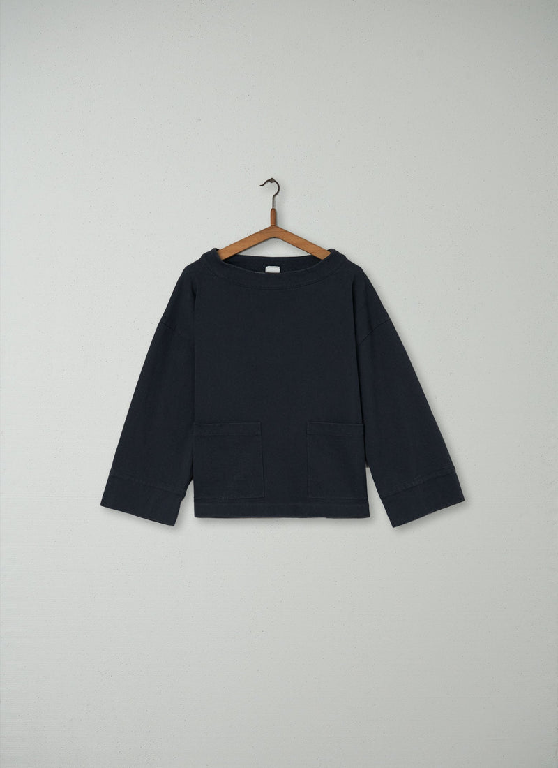 Reworn Jersey Cornish Smock Size L (013) | Blue Graphite