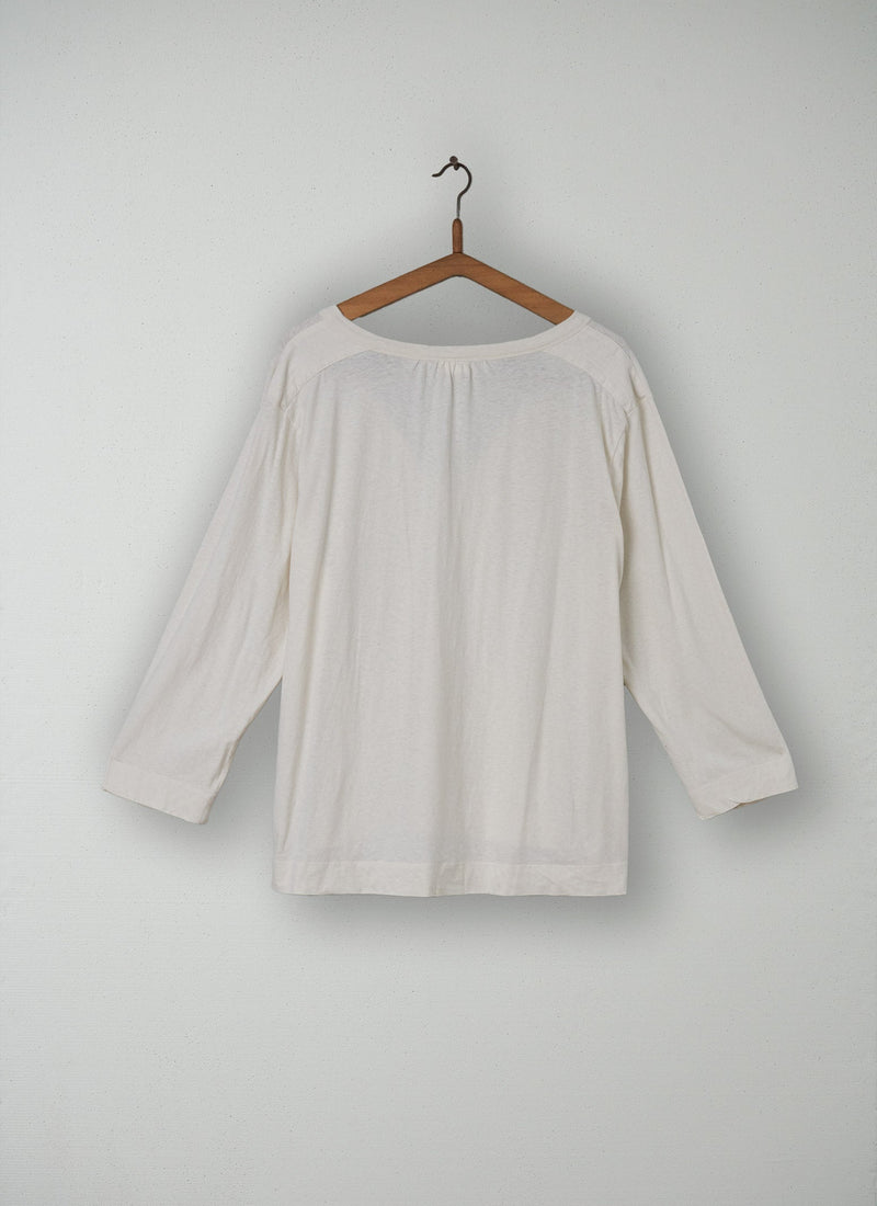 Reworn Cotton Linen Smock Size XL (003) | Chalk