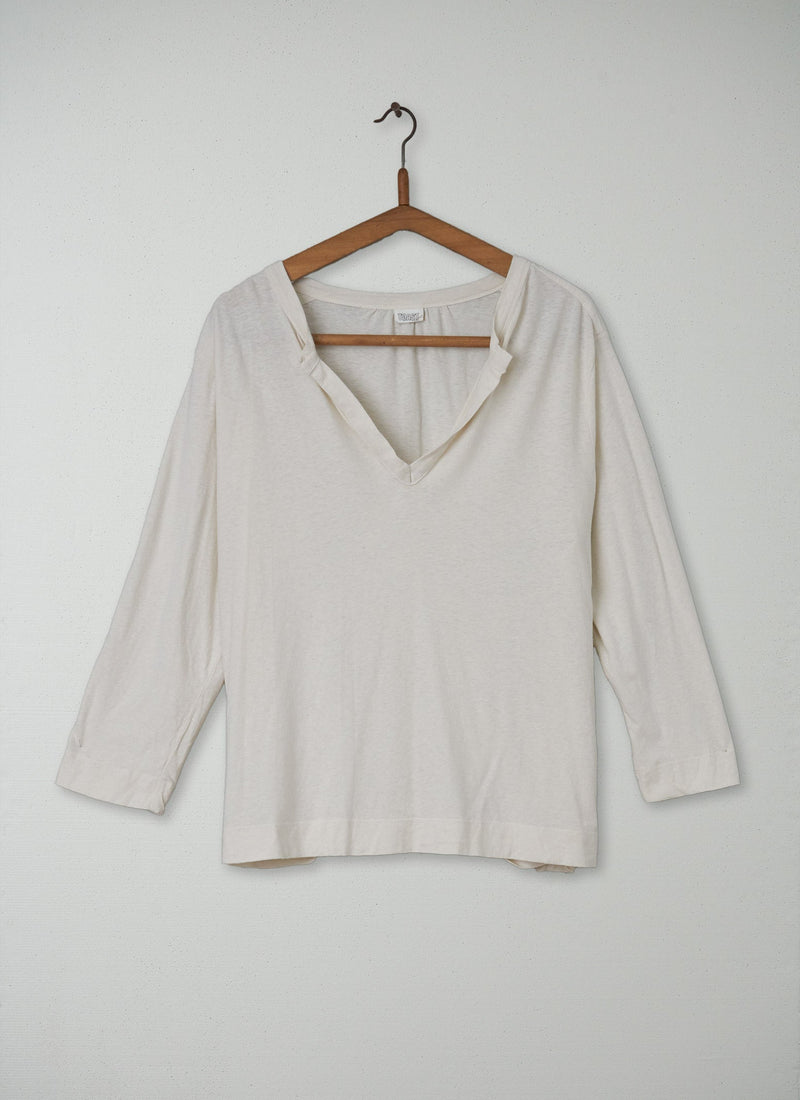 Reworn Cotton Linen Smock Size XL (003) | Chalk