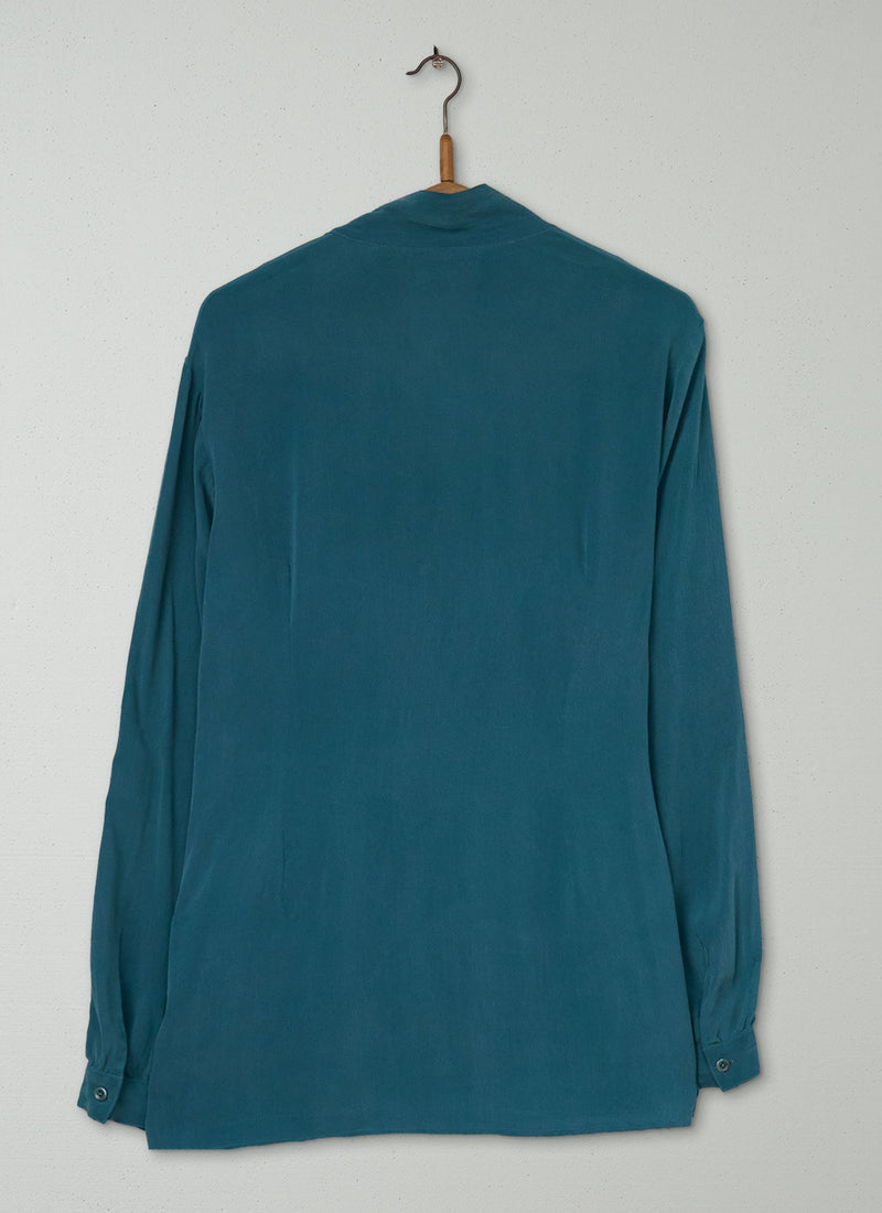 Reworn Tilda Tie Neck Shirt Size 10 (1230) | Deep Teal