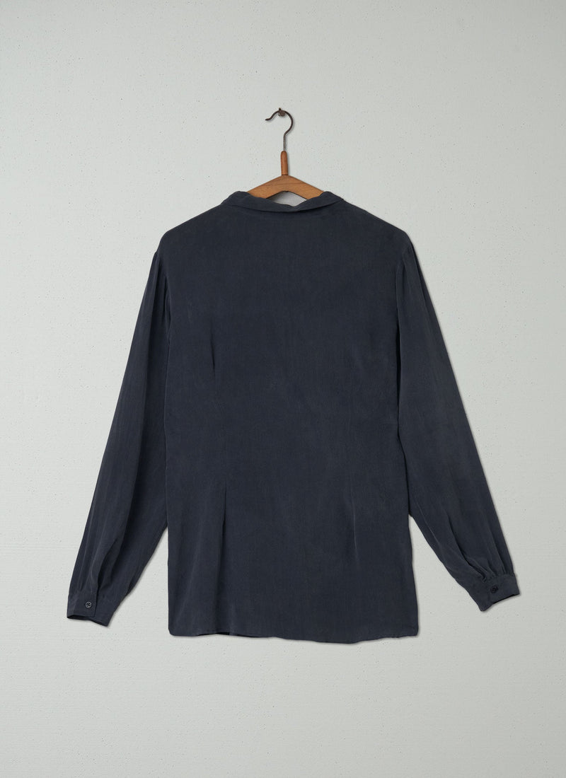 Reworn Tie Neck Shirt Size 12 (165) | Black