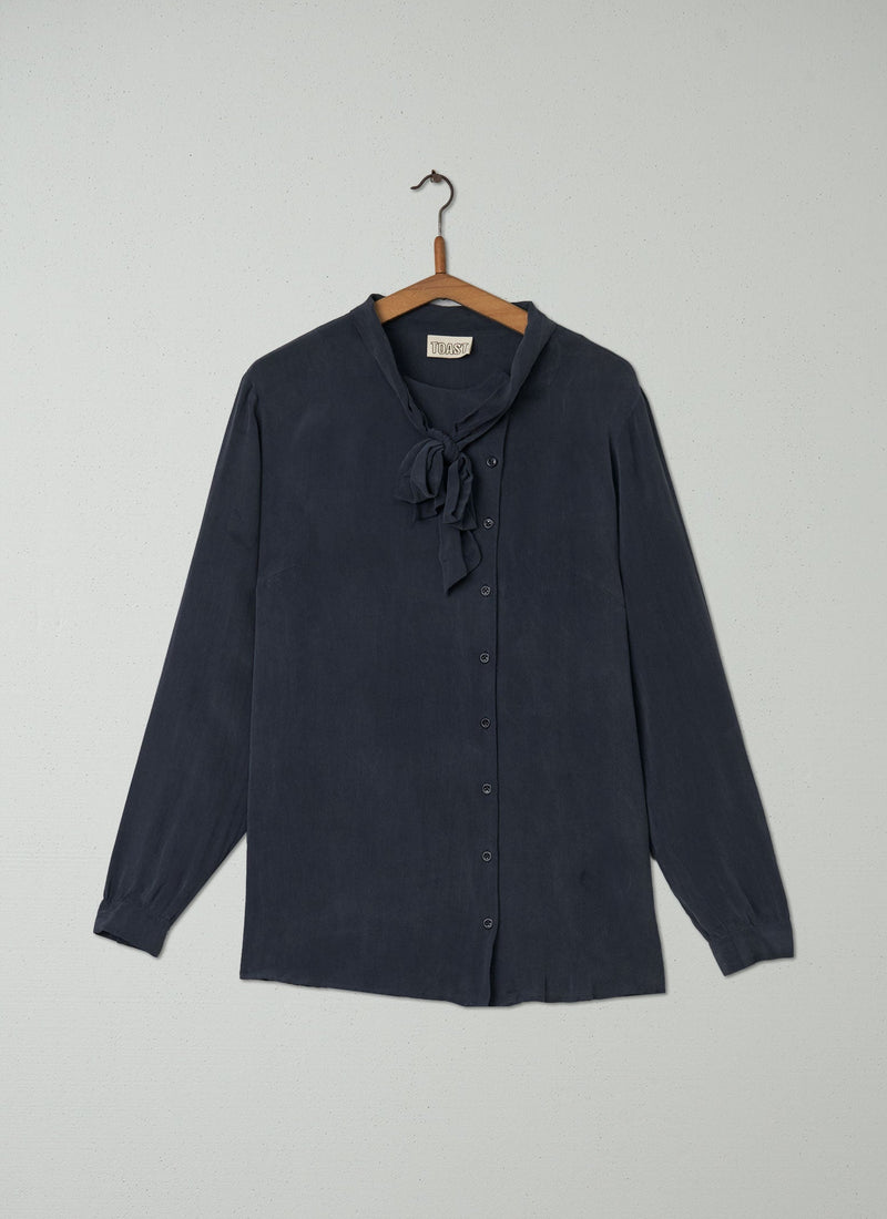 Reworn Tie Neck Shirt Size 12 (165) | Black