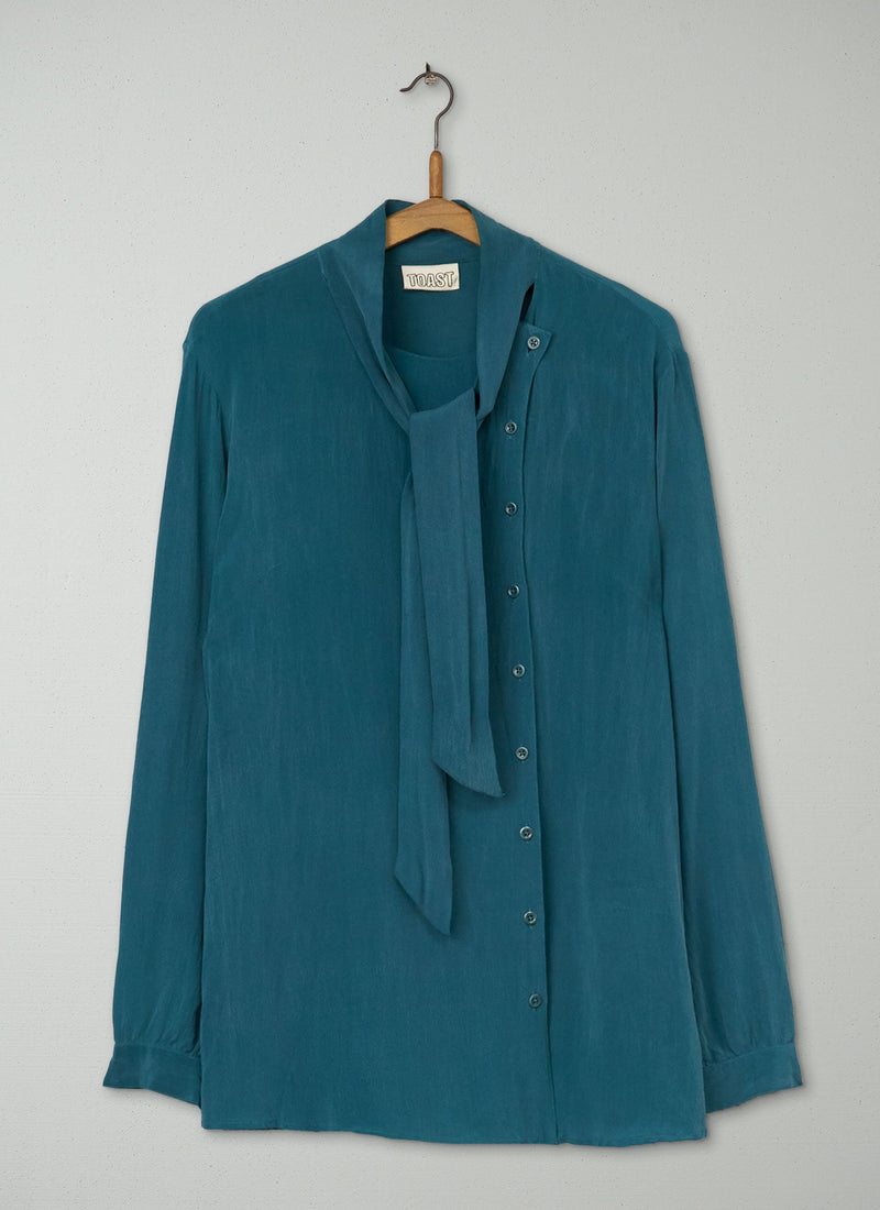 Reworn Tilda Tie Neck Shirt Size 14 (668) | Deep Teal