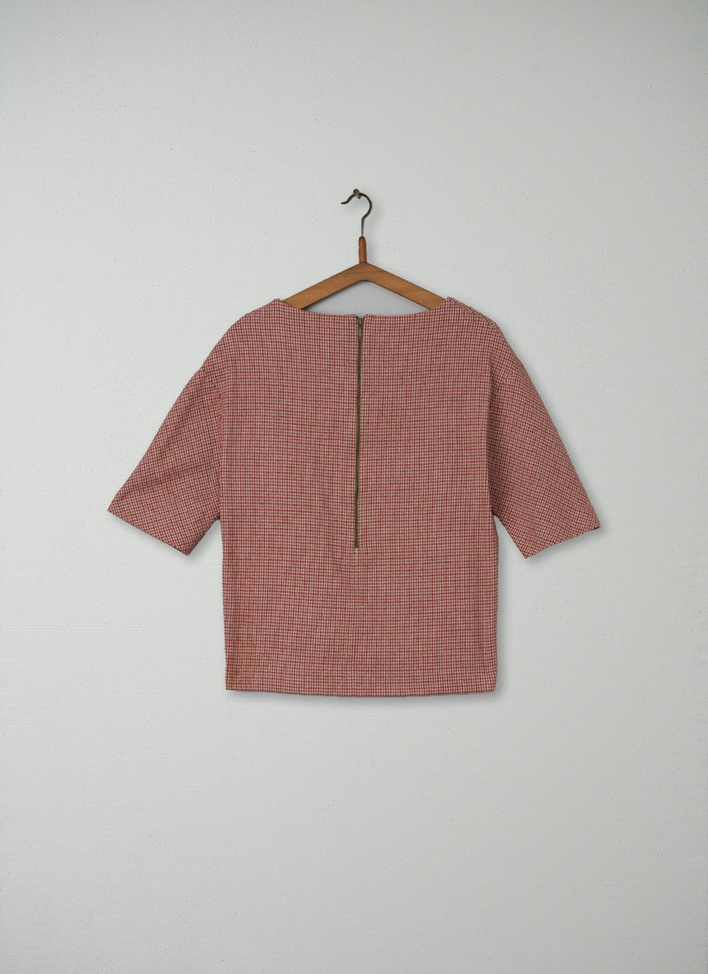 Reworn Check Top Size 14 (078) | Red