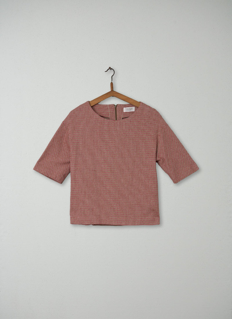Reworn Check Top Size 14 (078) | Red
