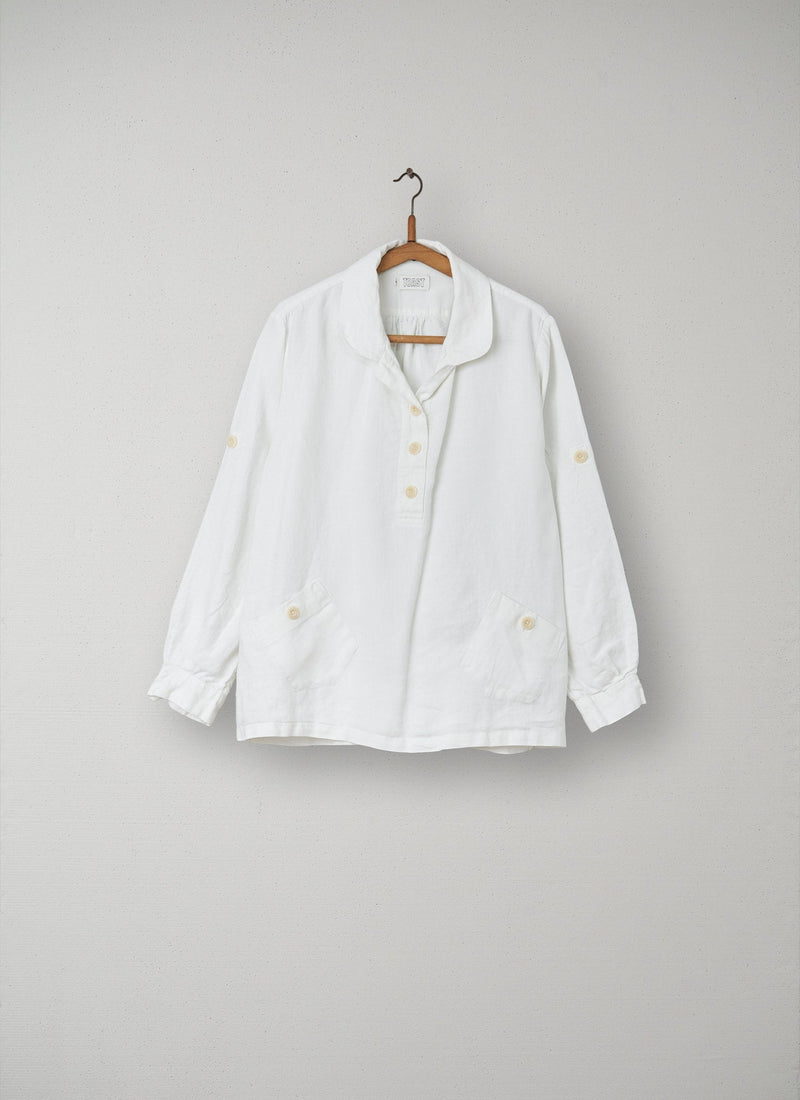 Reworn Linen Painters Smock Size 14 (043) | Off White
