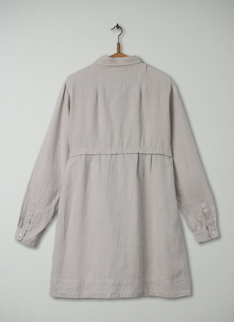 Reworn Herringbone Linen Tunic Shirt Size 16 (208) | Grey