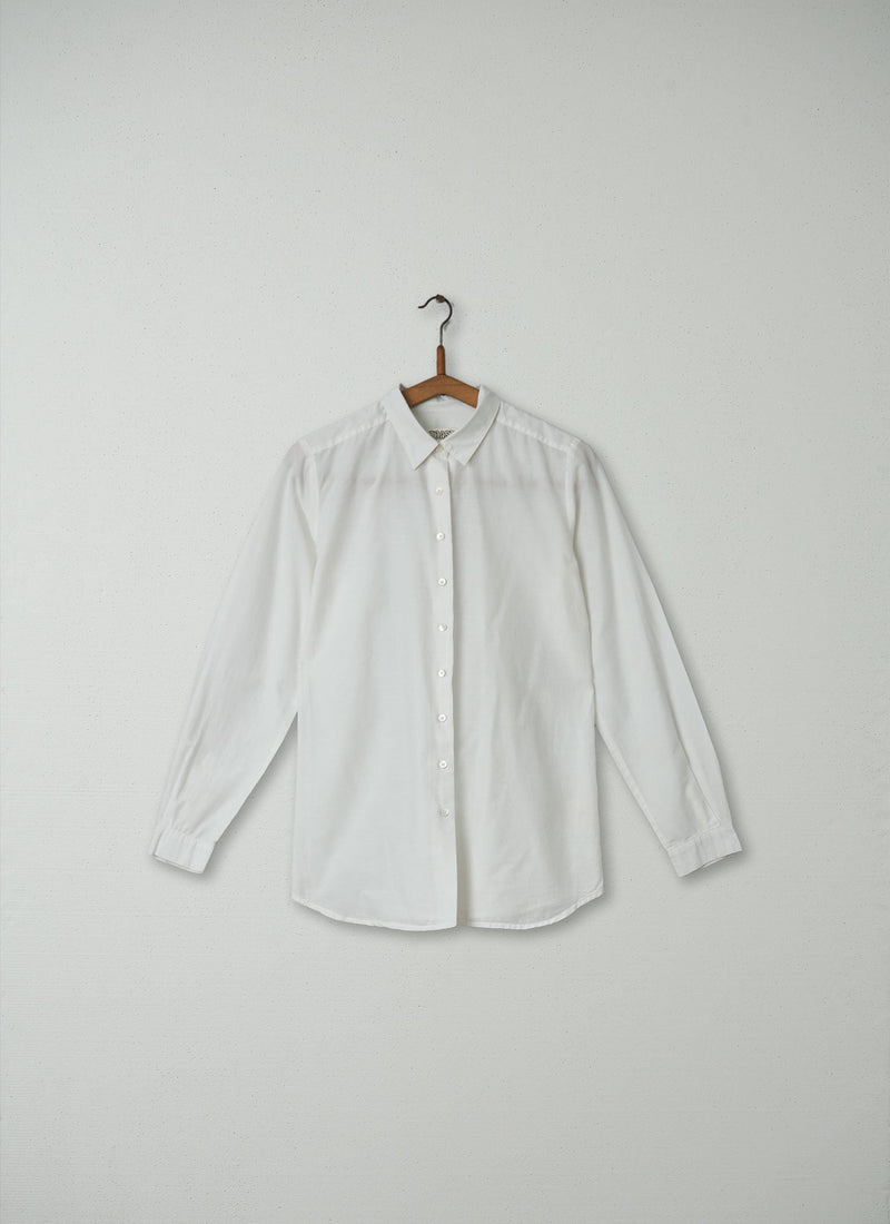 Reworn Silk Cotton Shirt Size 8 (141) | White