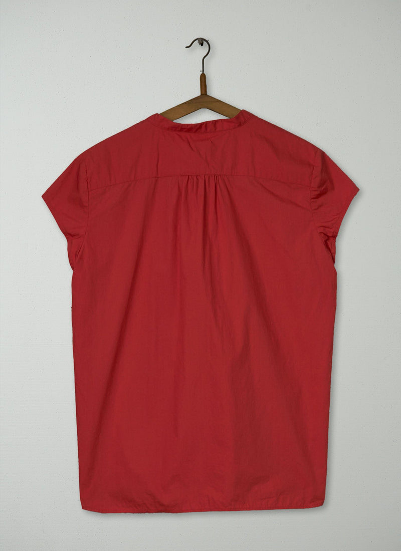 Reworn Cotton Poplin Short Sleeve Shirt Size 16 (871) | Red