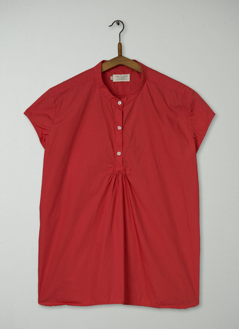 Reworn Cotton Poplin Short Sleeve Shirt Size 16 (871) | Red