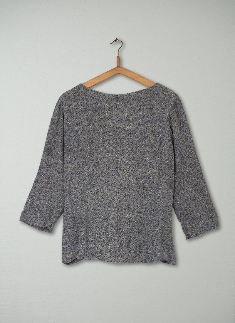 Reworn Print Crepe Top Size 12 (203) | Multi